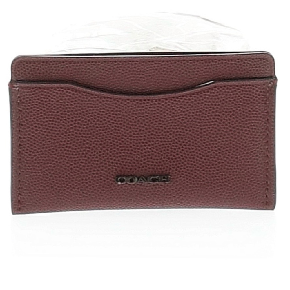Coach Pebbled Leather Slim Card Case Wallet Red Currant Minimalist LuxuryNEW NWT - Picture 2 of 7